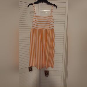 J. Crew Vibrant Orange and White Dress